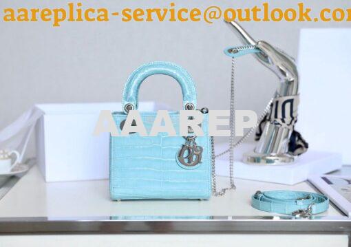 Replica Dior Crocodile Leather Mini Lady Dior Bag Sky Blue