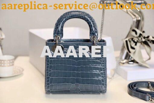 Replica Dior Crocodile Leather Mini Lady Dior Bag Denim 9