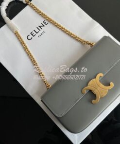 Replica Celine Chain Shoulder Bag Triomphe In Shiny Calfskin 197993 Gr