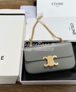 Replica Celine Chain Shoulder Bag Triomphe In Shiny Calfskin 197993 Gr 2