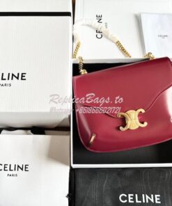 Replica Celine Chain Besace Triomphe In Shiny Calfskin 199273B Carmin 2