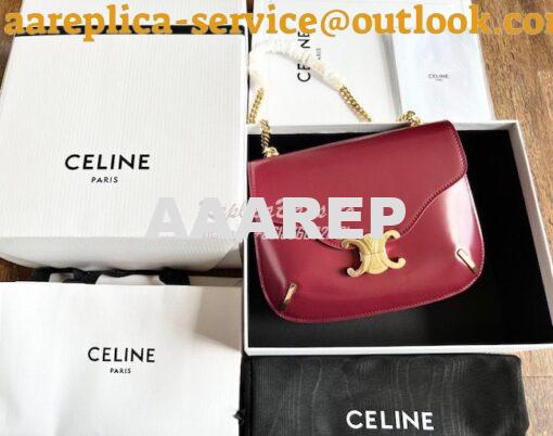 Replica Celine Chain Besace Triomphe In Shiny Calfskin 199273B Carmin 2