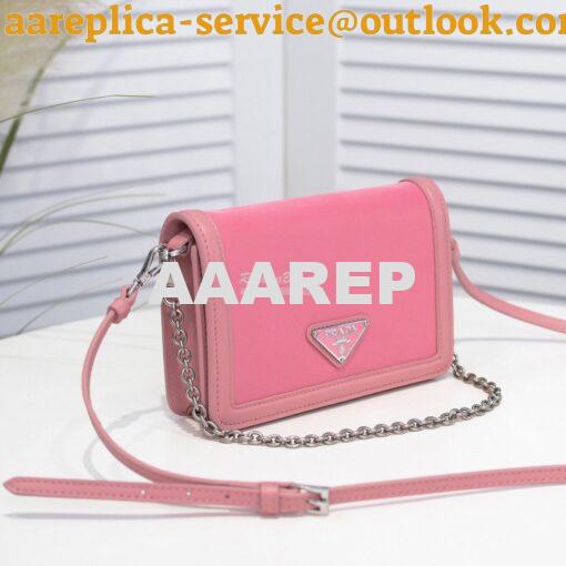 Replica Prada Nylon And Leather Mini-bag 1BP019 Pink 2