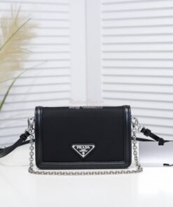 Replica Prada Nylon And Leather Mini-bag 1BP019 Black