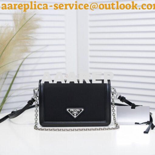 Replica Prada Nylon And Leather Mini-bag 1BP019 Black