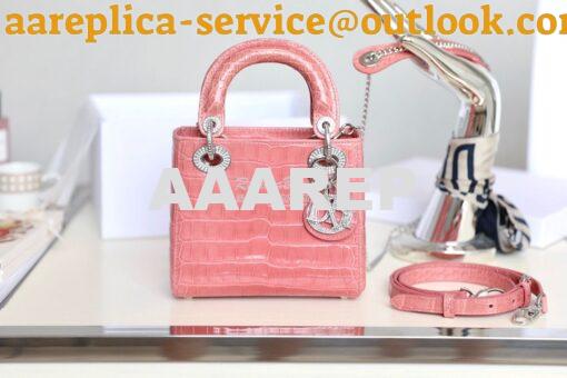 Replica Dior Crocodile Leather Mini Lady Dior Bag with Crystals in Cor 2