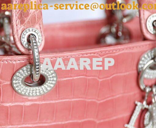 Replica Dior Crocodile Leather Mini Lady Dior Bag with Crystals in Cor 4