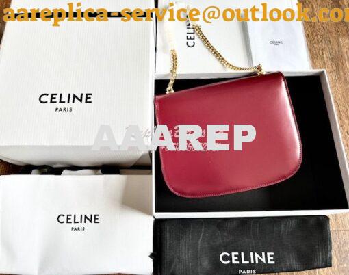 Replica Celine Chain Besace Triomphe In Shiny Calfskin 199273B Carmin 16