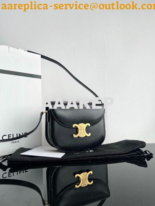 Replica Celine Besace Triomphe In Shiny Calfskin 110413B Black 2