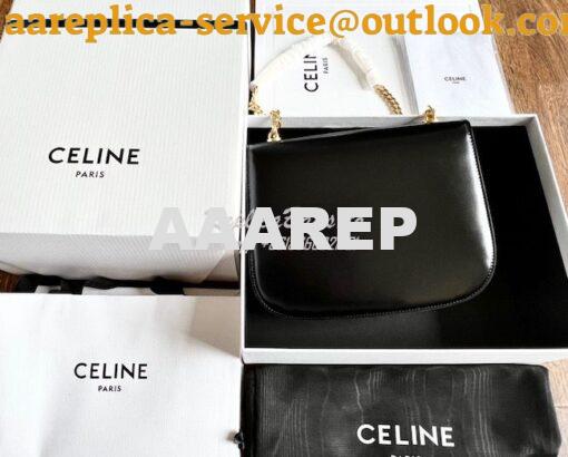 Replica Celine Chain Besace Triomphe In Shiny Calfskin 199273B Black 12