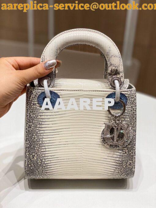 Replica Dior Lizard Mini Lady Dior Bag with Crystals Natural Lizard Hi 2