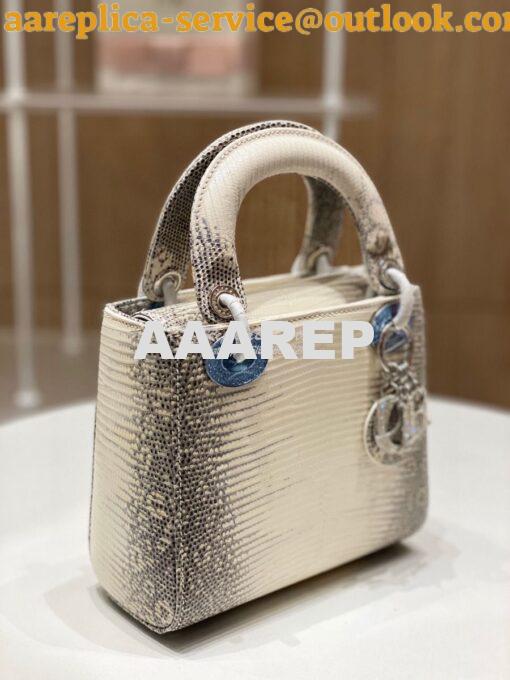 Replica Dior Lizard Mini Lady Dior Bag with Crystals Natural Lizard Hi 3