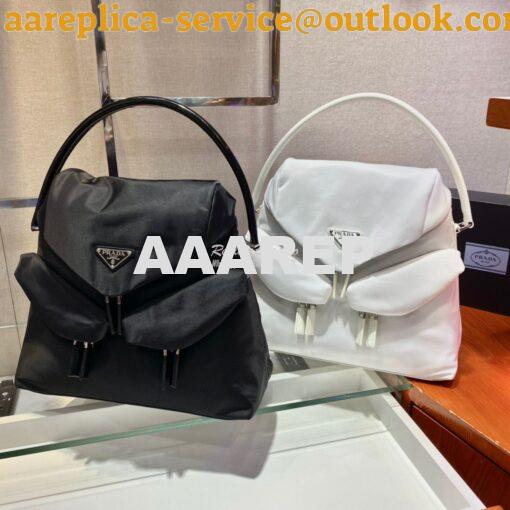 Replica Prada Signaux Nylon And Leather Hobo Bag 1BC160 Black