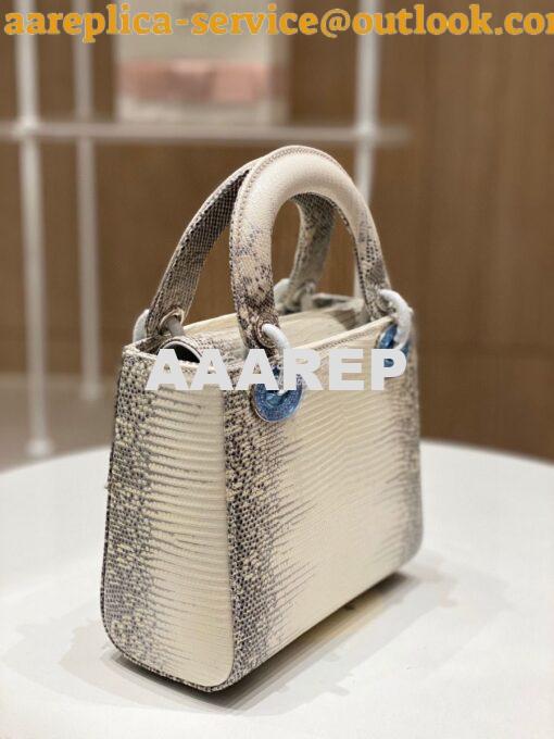 Replica Dior Lizard Mini Lady Dior Bag with Crystals Natural Lizard Hi 5