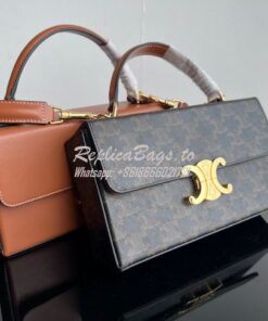 Replica Celine Box Triomphe In Triomphe Canvas And Calfskin 199992 Tan 2