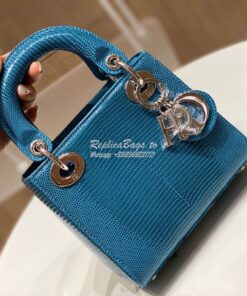 Replica Dior Lizard Mini Lady Dior Bag in Jean Blue 2