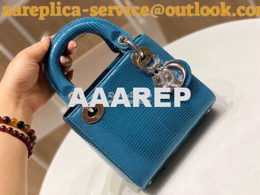 Replica Dior Lizard Mini Lady Dior Bag in Jean Blue 2