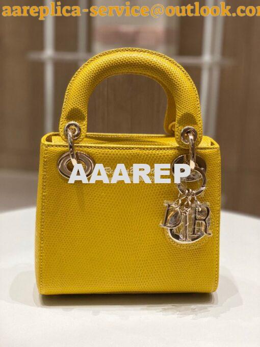 Replica Dior Lizard Mini Lady Dior Bag in Yellow