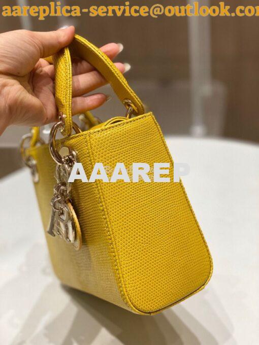 Replica Dior Lizard Mini Lady Dior Bag in Yellow 3