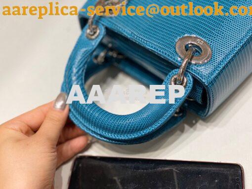 Replica Dior Lizard Mini Lady Dior Bag in Jean Blue 6