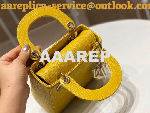 Replica Dior Lizard Mini Lady Dior Bag in Yellow 4