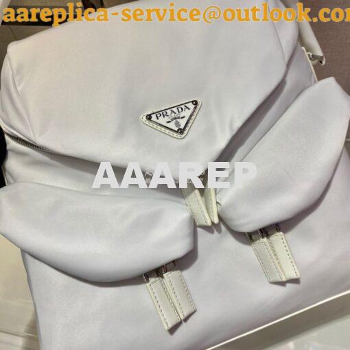 Replica Prada Signaux Nylon And Leather Hobo Bag 1BC160 White 5