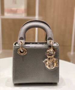 Replica Dior Lizard Mini Lady Dior Bag in Grey