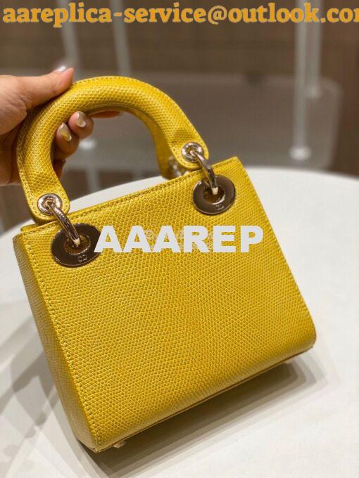 Replica Dior Lizard Mini Lady Dior Bag in Yellow 7