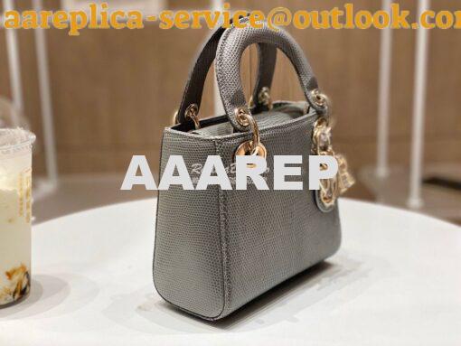 Replica Dior Lizard Mini Lady Dior Bag in Grey 3