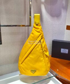 Replica Prada Re-nylon And Leather Backpack 2VZ092 Yellow