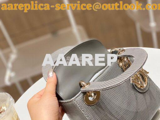 Replica Dior Lizard Mini Lady Dior Bag in Grey 6