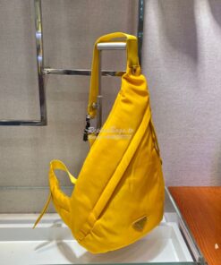 Replica Prada Re-nylon And Leather Backpack 2VZ092 Yellow 2