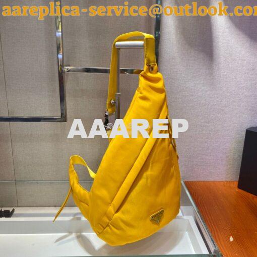 Replica Prada Re-nylon And Leather Backpack 2VZ092 Yellow 2