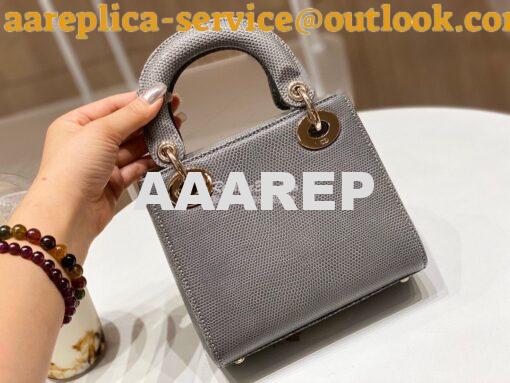 Replica Dior Lizard Mini Lady Dior Bag in Grey 7