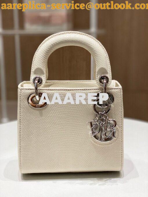 Replica Dior Lizard Mini Lady Dior Bag in White