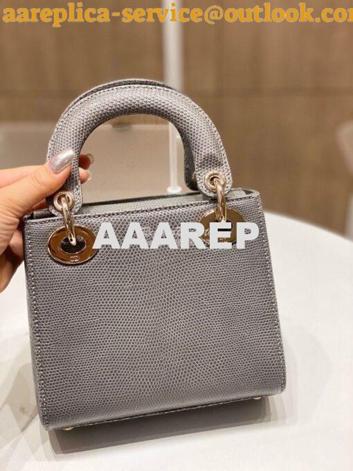 Replica Dior Lizard Mini Lady Dior Bag in Grey 8