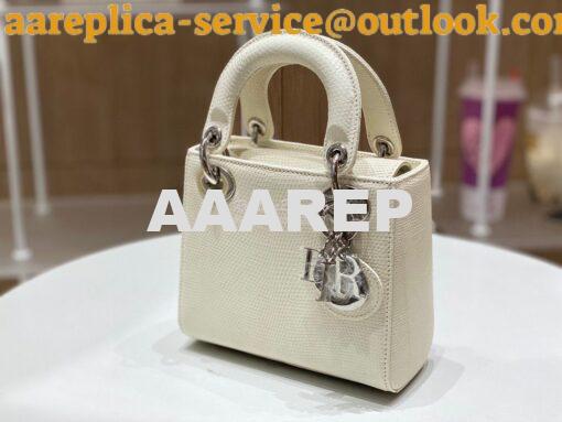 Replica Dior Lizard Mini Lady Dior Bag in White 2