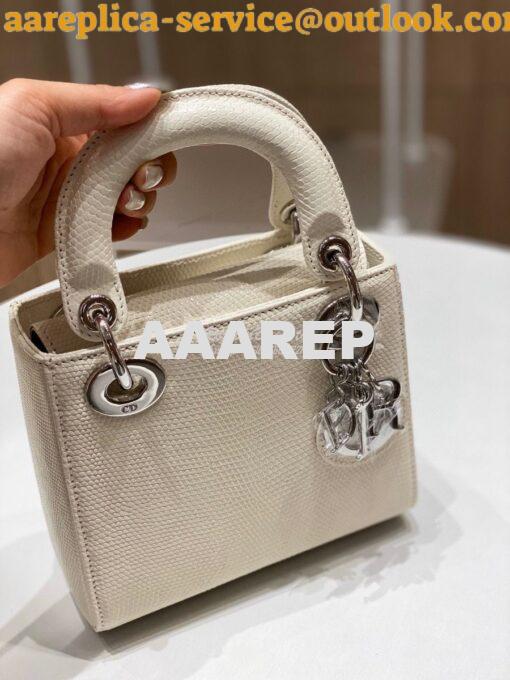 Replica Dior Lizard Mini Lady Dior Bag in White 3