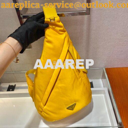 Replica Prada Re-nylon And Leather Backpack 2VZ092 Yellow 4