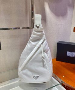 Replica Prada Re-nylon And Leather Backpack 2VZ092 White