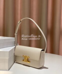 Replica Celine Triomphe Shoulder Bag In Shiny Calfskin 194143 Ivory 2