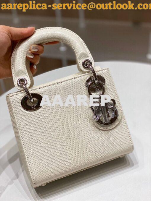 Replica Dior Lizard Mini Lady Dior Bag in White 4