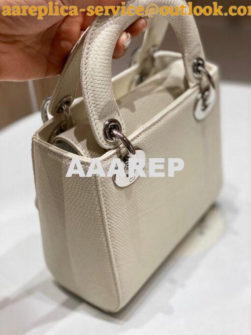 Replica Dior Lizard Mini Lady Dior Bag in White 6