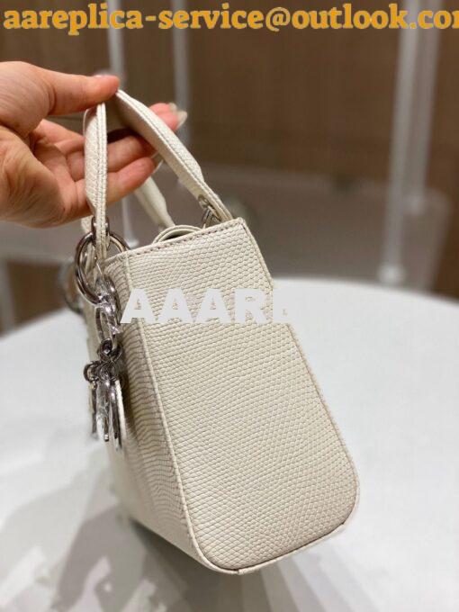 Replica Dior Lizard Mini Lady Dior Bag in White 7