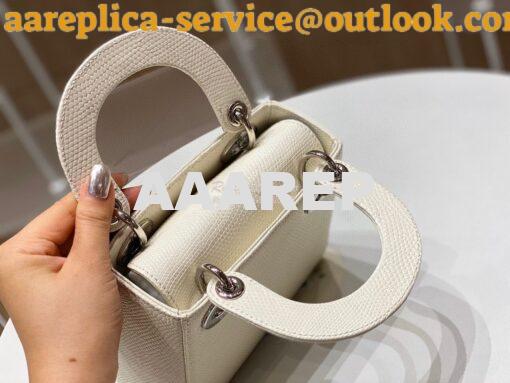 Replica Dior Lizard Mini Lady Dior Bag in White 8