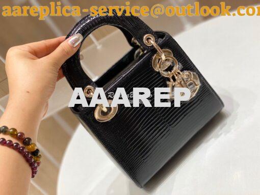 Replica Dior Lizard Mini Lady Dior Bag in Black 2