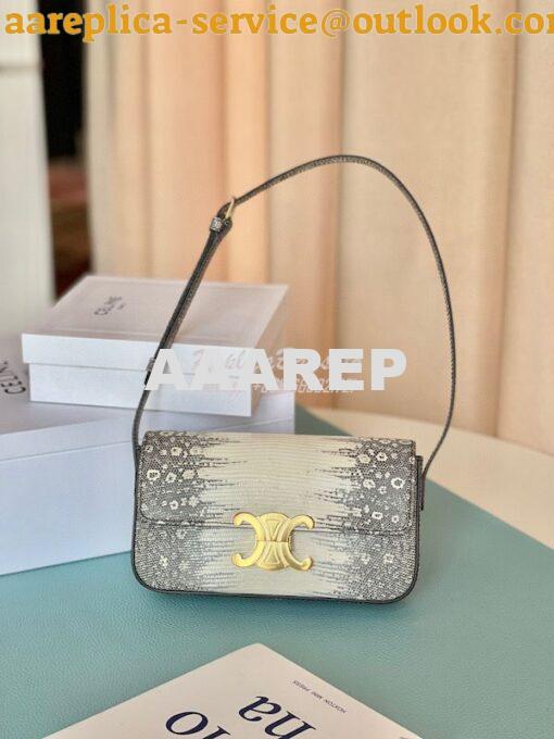 Replica Celine Triomphe Shoulder Bag In Lizard Leather 194143 Natural