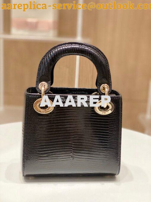 Replica Dior Lizard Mini Lady Dior Bag in Black 4