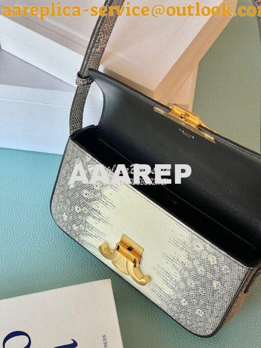 Replica Celine Triomphe Shoulder Bag In Lizard Leather 194143 Natural 7