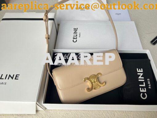 Replica Celine Triomphe Shoulder Bag In Shiny Calfskin 194143 Light Be